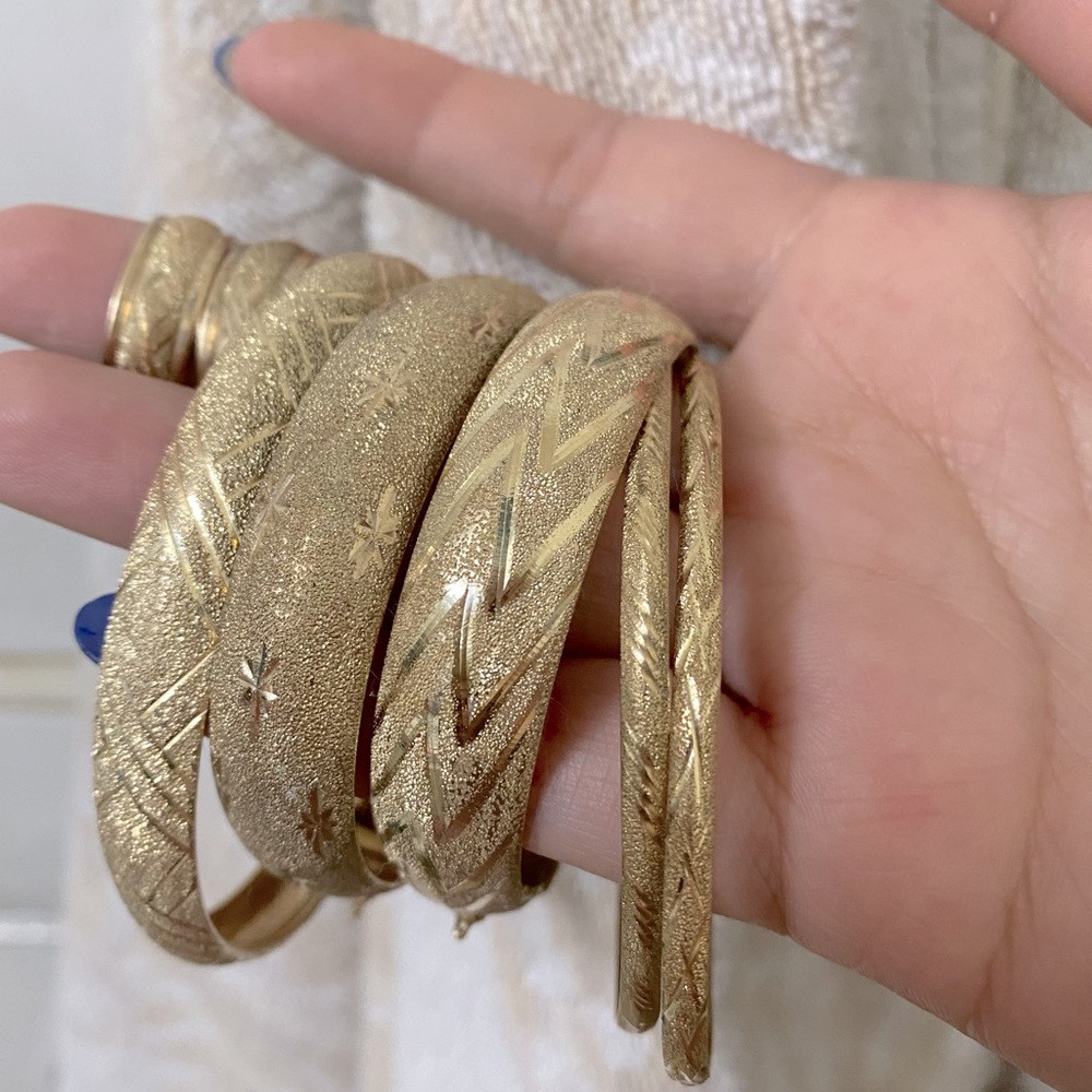 10k bangles and set of hoop earrings